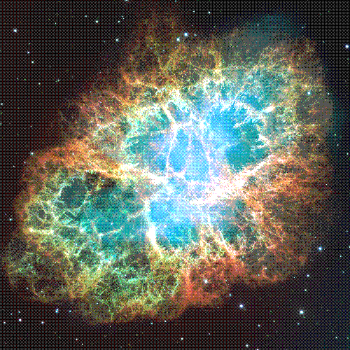 Hubble telescope composite image of Crab Nebula